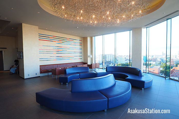 The Gate Hotel Kaminarimon lobby is on the 13th floor