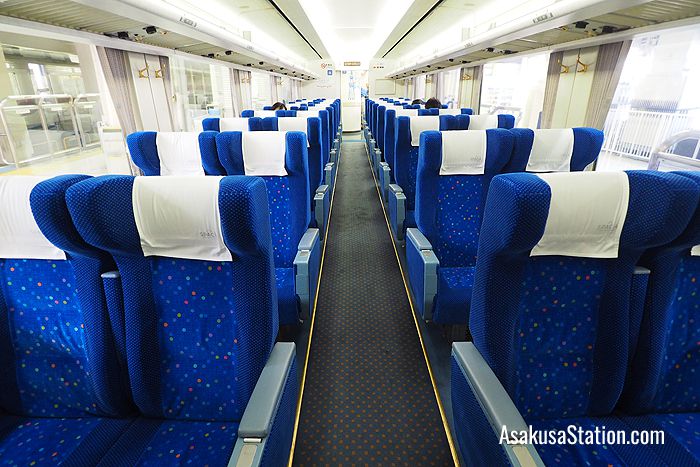 Standard seats on Tobu Spacia trains