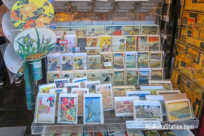 Colorful postcards with woodblock print designs
