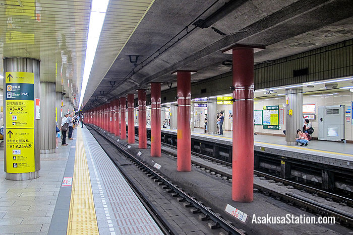 The view from Platform 1 at Toei Asakusa Subway Station