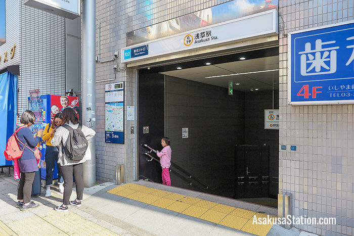 Exit 5 to the east side of Edo-dori Avenue across from Tobu Asakusa Station