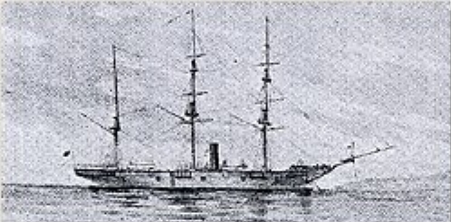 The Kanrin Maru – the first Japanese ship to sail to America; this image is Public Domain