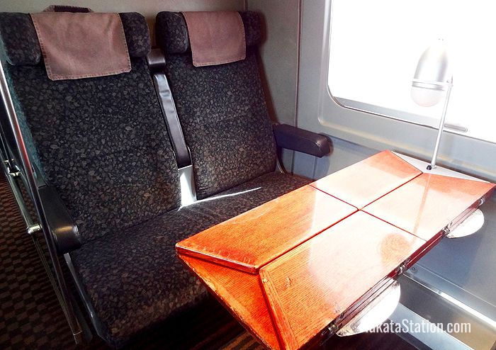 A semi-private compartment on the 787 Limited Express train, which is used in Ariake services