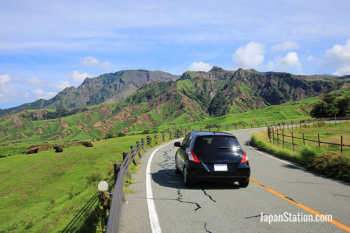 One of the world’s largest volcanoes, Mt. Aso has a giant caldera measuring some 25 kilometers across