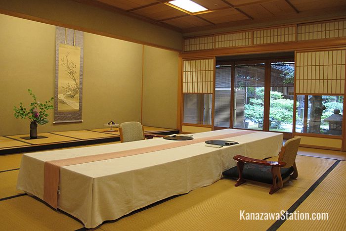 Meals are served in private rooms with garden views