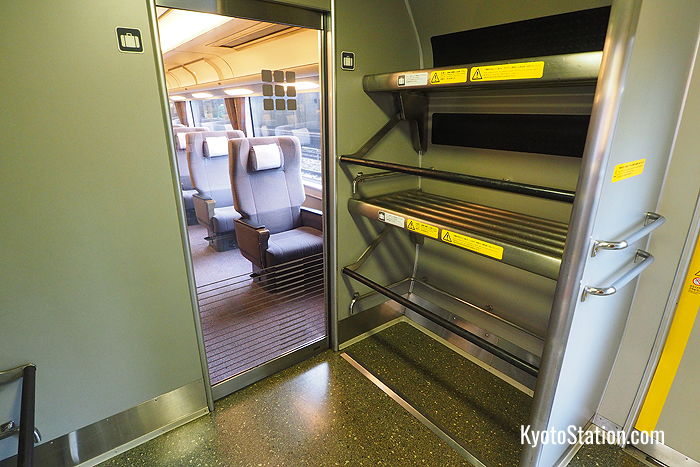 Luggage space is available in every car on the Haruka Express train