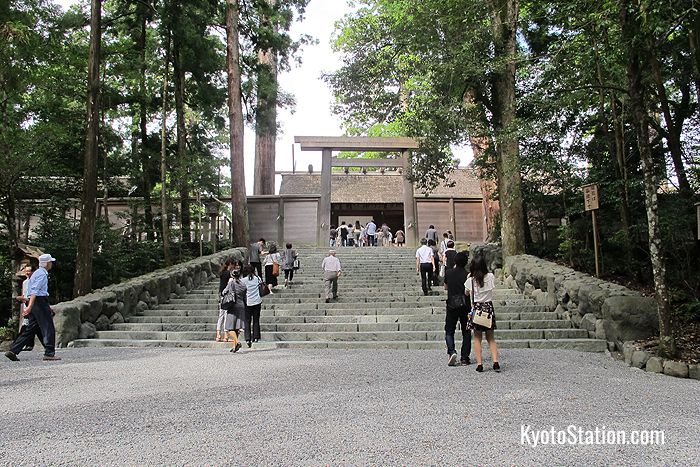 The entrance to the main building at Ise Jingu’s Naiku. Photography of the building itself is forbidden