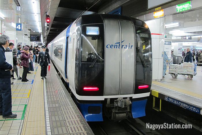 A μ Sky Limited Express bound for Chubu Aiport at Meitetsu Nagoya Station