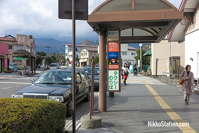 The taxi stand at Tobu Nikko Station