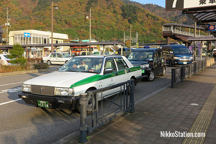 Taxis outside Kinugawa-Onsen Station