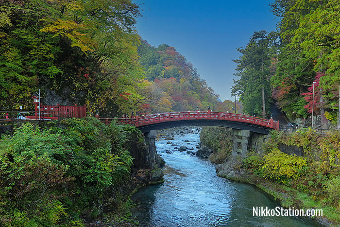 The Shinkyo Bridge viewed from a distance