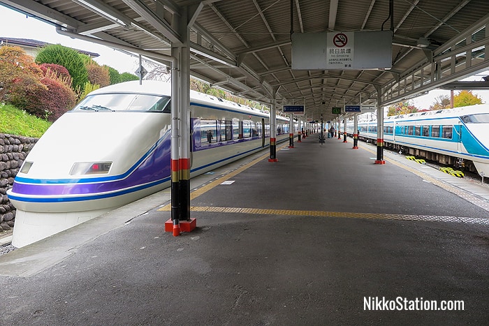 A limited express service at Platform 6 Tobu Nikko Station