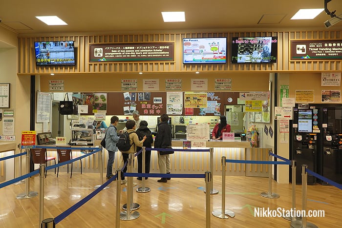 The information counter for bus passes, tours, and accommodation