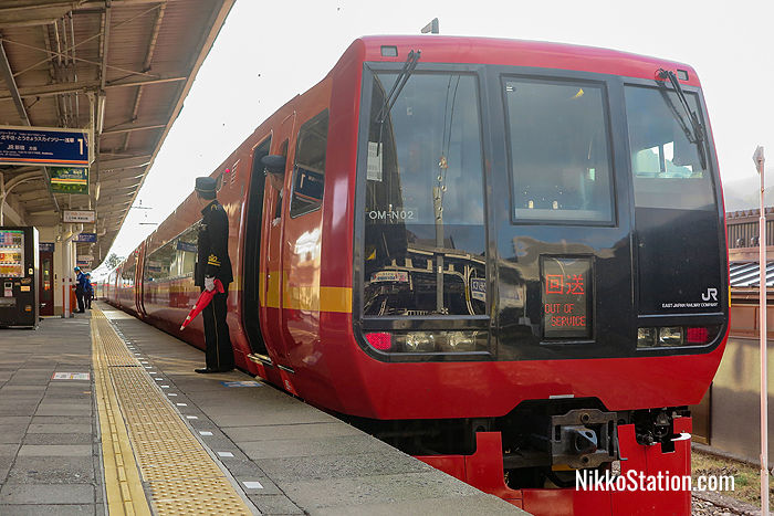 The Limited Express Kinugawa at Kinugawa-Onsen Station
