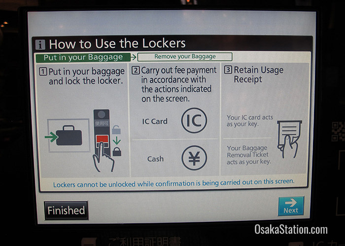 Instructions for using the lockers