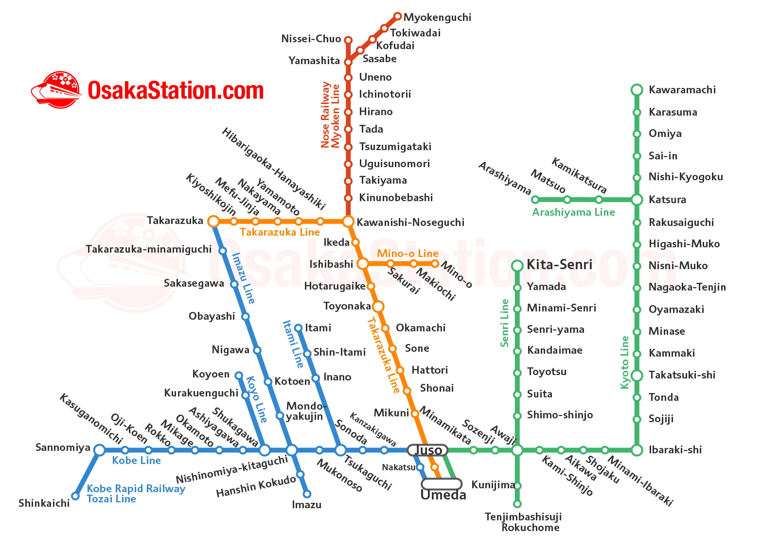 The Hankyu Kobe Main Line for Mount Rokko and Kobe Osaka Station