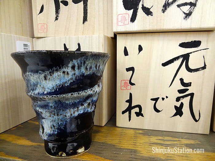 The fourth floor also has ceramic cups with traditional designs and wooden boxes featuring calligraphy that are sold as sets