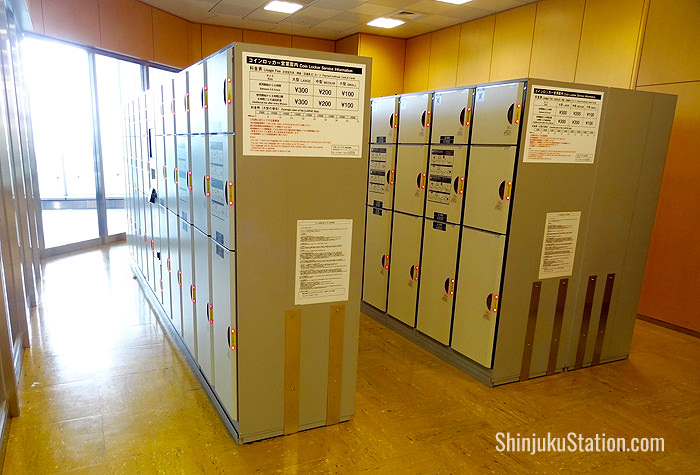 A bank of lockers at Basuta Shinjuku Expressway Bus Terminal