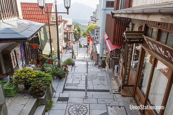 The stone stairway at Ikaho Onsen