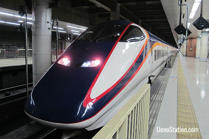 The Tsubasa shinkansen service bound for Yamagata at JR Ueno Station