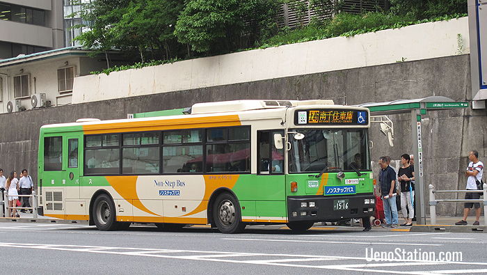 Catching a Toei city bus in Ueno