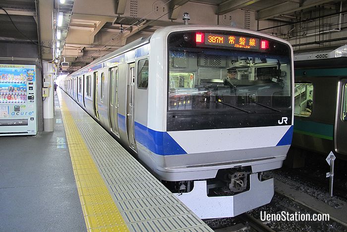A Joban Line Rapid Service bound for Mito at Platform 10 JR Ueno Station