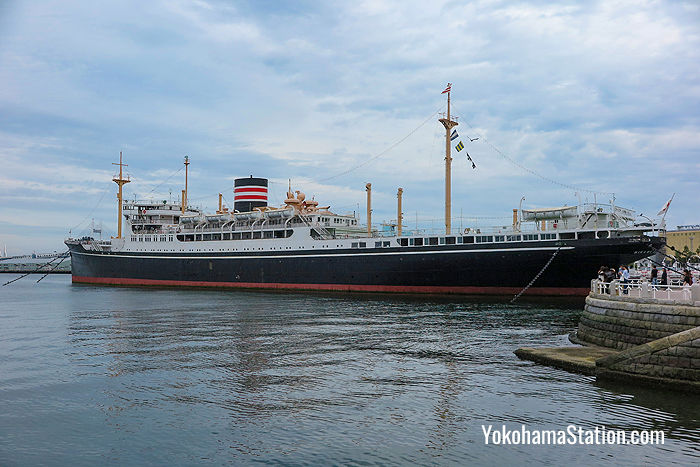 The Hikawa Maru at its final mooring beside Yamashita Park